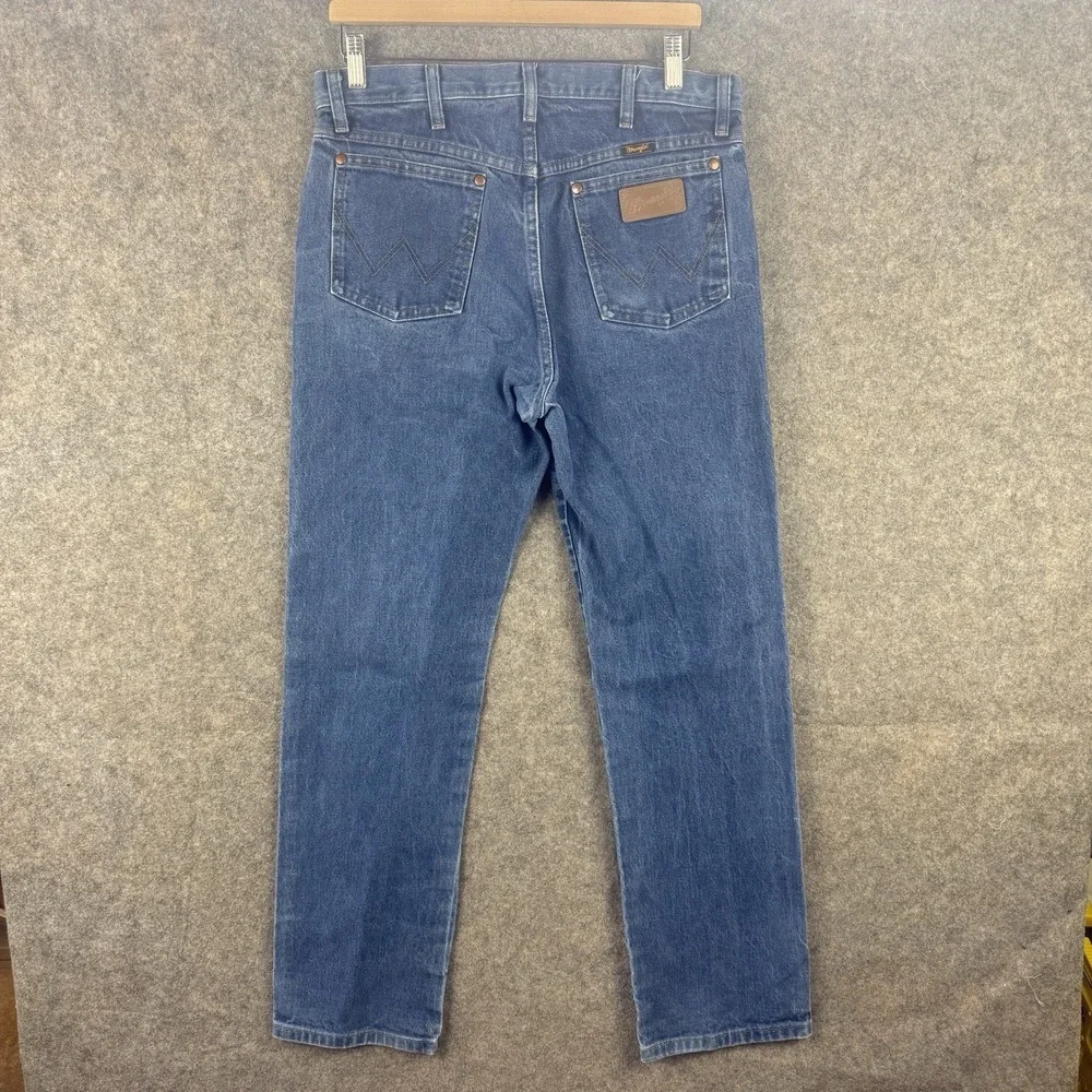 Vintage Wrangler 13MWZ Jeans Mens 33x31 Blue Cowboy Cut Western Rodeo Whiskered